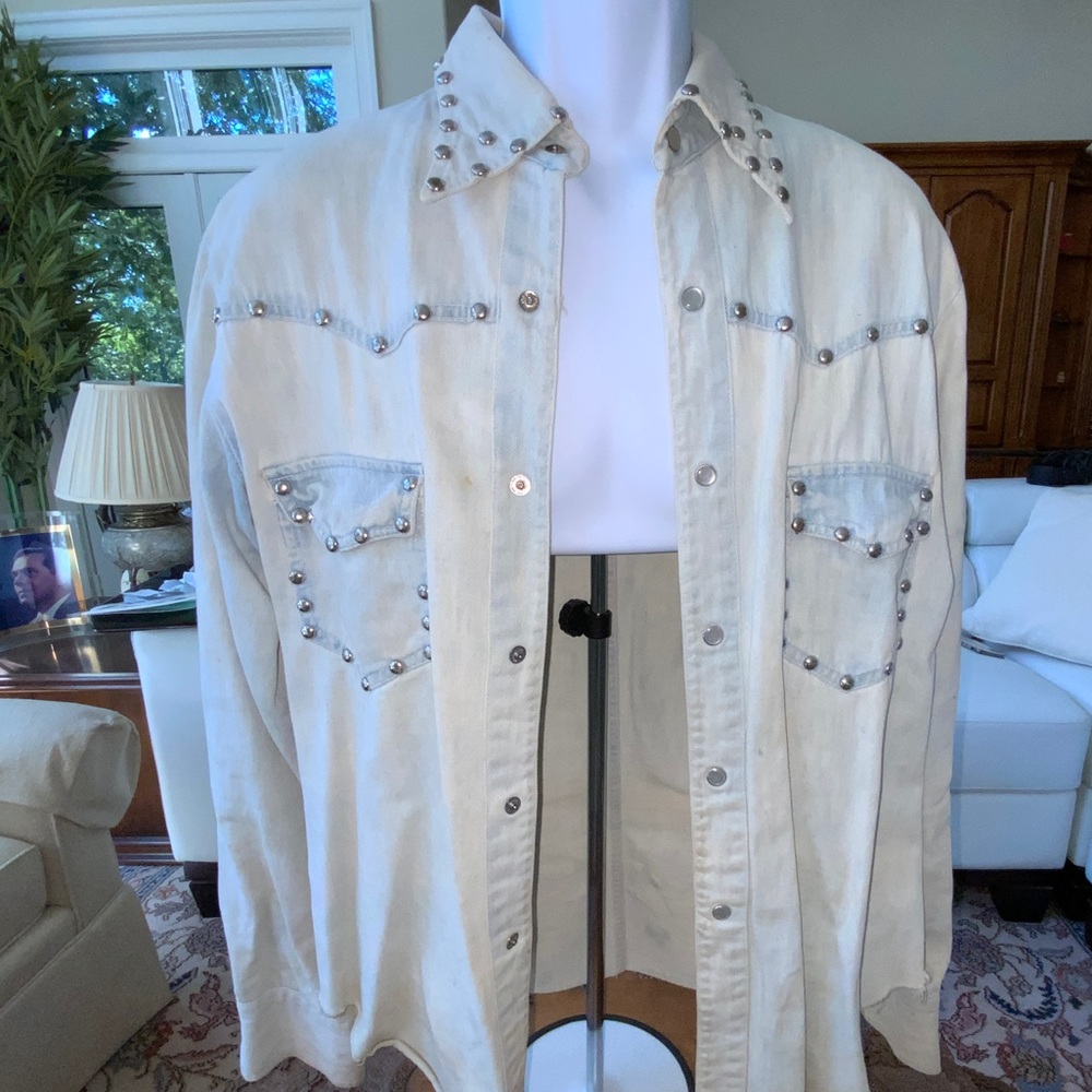 Vintage LEVIS denim jeans and matching light wash denim jacket with embellishmen